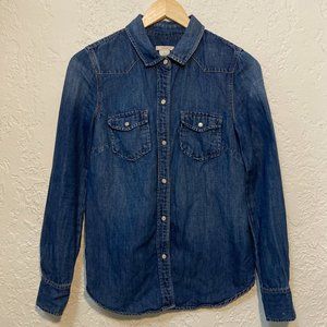 *SOLD* J.Crew Western Chambray Snap Shell Shirt XS